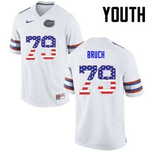 Youth Florida Gators #79 Dallas Bruch NCAA Nike White USA Flag Fashion Authentic Stitched College Football Jersey EMX3362GP